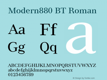 Modern880 BT Roman mfgpctt-v4.4 Dec 14 1998 Font Sample