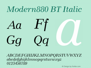 Modern880 BT Italic mfgpctt-v4.4 Dec 14 1998图片样张