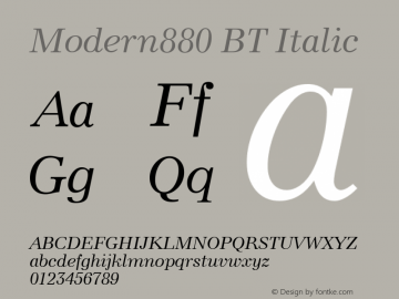 Modern880 BT Italic Version 2.001 mfgpctt 4.4图片样张