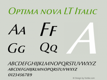 Optima nova LT Italic 001.000 Font Sample