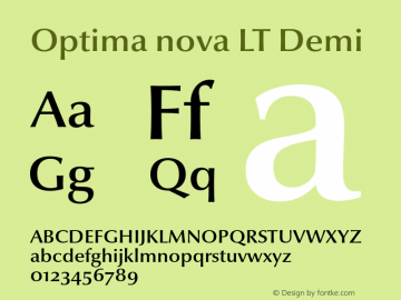 Optima nova LT Demi 001.000 Font Sample