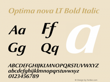 Optima nova LT Bold Italic 001.000 Font Sample