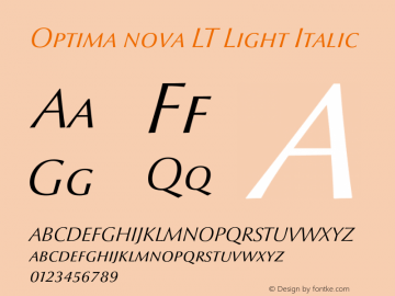Optima nova LT Light Italic 001.000 Font Sample