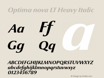 Optima nova LT Heavy Italic 001.000 Font Sample