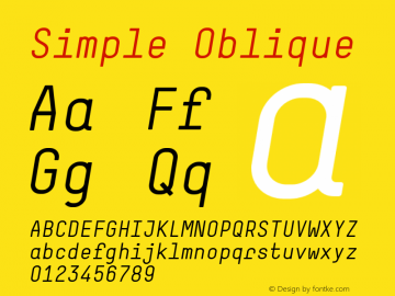 Simple Oblique 001.001 Font Sample