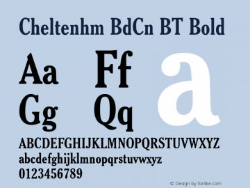 Cheltenhm BdCn BT Bold mfgpctt-v4.4 Dec 7 1998 Font Sample