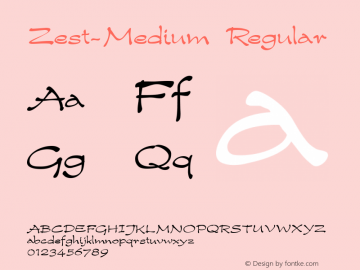Zest-Medium Regular Version 1.001 Font Sample