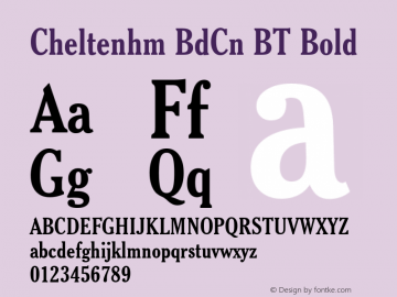 Cheltenhm BdCn BT Bold Version 1.01 emb4-OT Font Sample