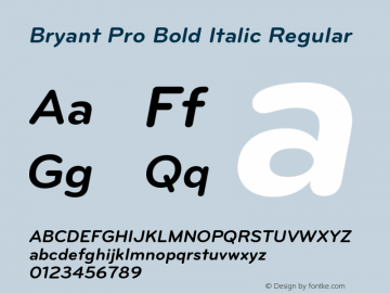 Bryant Pro Bold Italic Regular Version 2.001图片样张