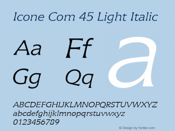 Icone Com 45 Light Italic Version 1.01图片样张