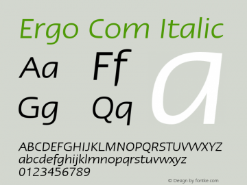Ergo Com Italic Version 2.01 Font Sample