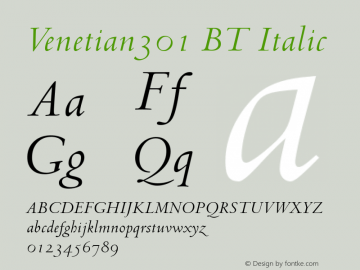 Venetian301 BT Italic mfgpctt-v4.4 Dec 14 1998图片样张