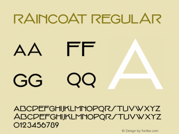 Raincoat Regular OTF 1.000;PS 001.001;Core 1.0.29图片样张