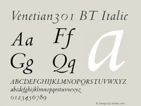 Venetian301 BT Italic mfgpctt-v1.47 Monday, November 2, 1992 4:44:19 pm (EST)图片样张