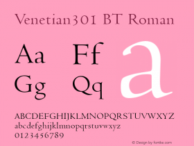 Venetian301 BT Roman mfgpctt-v1.47 Wednesday, October 21, 1992 3:59:09 pm (EST)图片样张