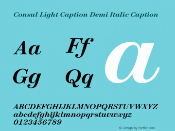 Consul Light Caption Demi Italic Caption Version 1.000图片样张