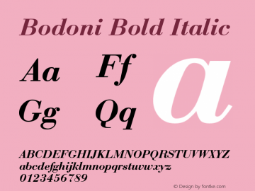 Bodoni Bold Italic Version 1 Font Sample