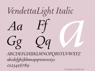 VendettaLight Italic 001.000图片样张