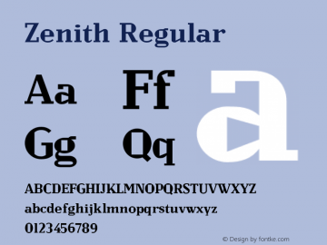 Zenith Regular 001.001 Font Sample