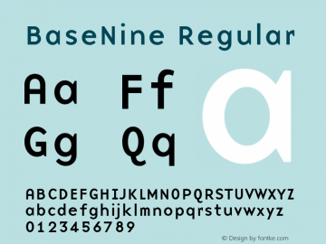 BaseNine Regular 001.000 Font Sample
