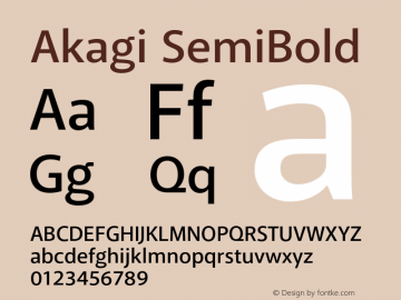 Akagi SemiBold Version 1.000 2008 initial release Font Sample