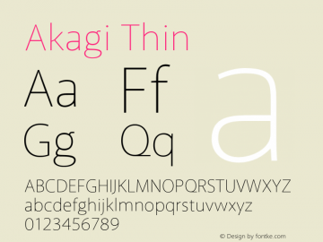 Akagi Thin Version 1.000 2008 initial release Font Sample