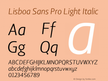 Lisboa Sans Pro Light Italic Version 1.001图片样张