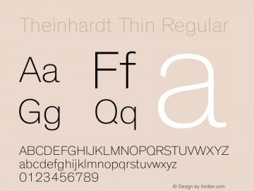 Theinhardt Thin Regular Version 1.000 Font Sample