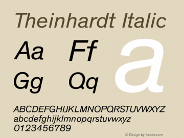 Theinhardt Italic Version 1.000 Font Sample
