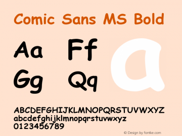 Comic Sans MS Bold Version 5.00a Font Sample