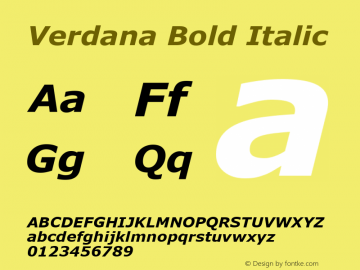 Verdana Bold Italic Version 5.03a图片样张