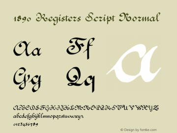 1890 Registers Script Normal Version 1 Font Sample