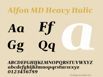 Alfon MD Heavy Italic Version 1.006 Font Sample