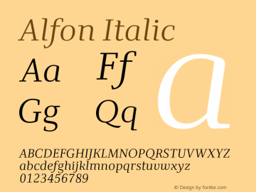 Alfon Italic Version 1.006 Font Sample