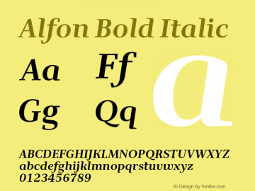 Alfon Bold Italic Version 1.006 Font Sample