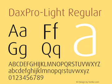 DaxPro-Light Regular Version 7.460;PS 7.046;hotconv 1.0.38图片样张