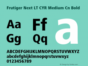 Frutiger Next LT CYR Medium Cn Bold Version 1.00 Font Sample