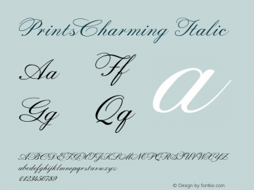PrintsCharming Italic 001.000 Font Sample