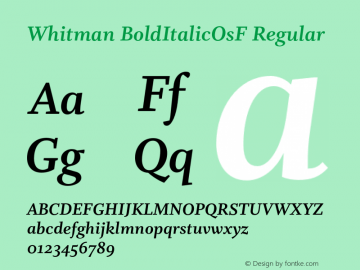 Whitman BoldItalicOsF Regular Version 1.0图片样张