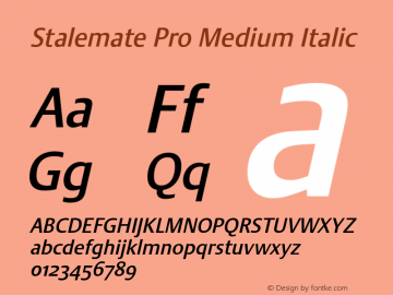 Stalemate Pro Medium Italic Version 1.002 Font Sample