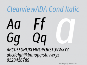ClearviewADA Cond Italic Version 4.000图片样张