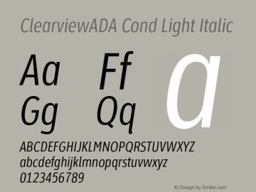 ClearviewADA Cond Light Italic Version 4.000图片样张