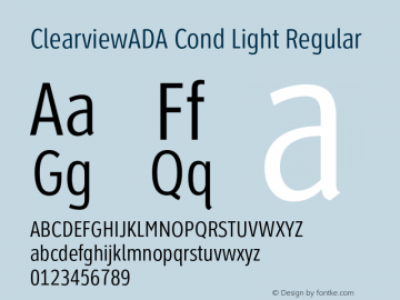 ClearviewADA Cond Light Regular Version 4.000 Font Sample