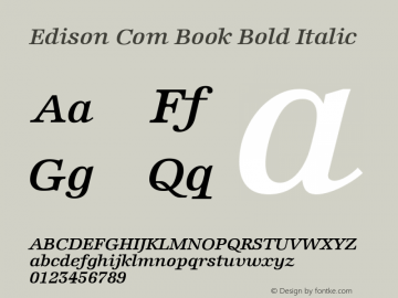 Edison Com Book Bold Italic Version 1.20 Font Sample