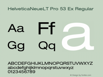 HelveticaNeueLT Pro 53 Ex Regular Version 1.500;PS 001.005;hotconv 1.0.38 Font Sample