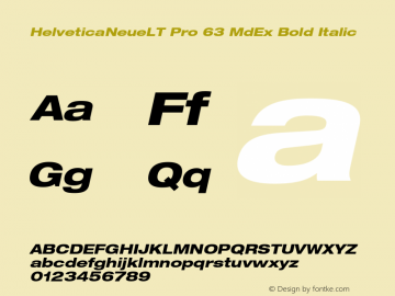 HelveticaNeueLT Pro 63 MdEx Bold Italic Version 1.500;PS 001.005;hotconv 1.0.38 Font Sample