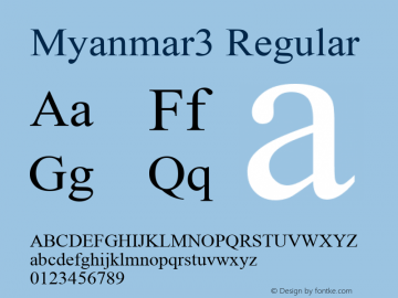 Myanmar3 Regular Version 3.00 January 25, 2007 Font Sample