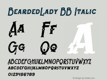 BeardedLady BB Italic Macromedia Fontographer 4.1 2/26/04图片样张