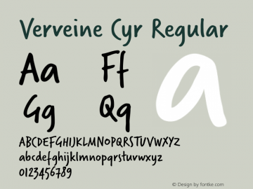 Verveine Cyr Regular Version 1.000 Font Sample