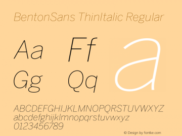 BentonSans ThinItalic Regular Version 1.0图片样张